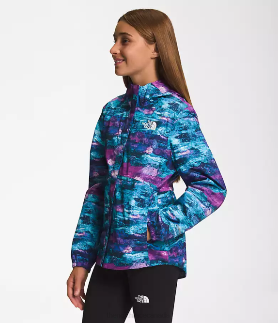 Purple Cactus Flower TNF Multi Dye Print Kids The North Face Antora Rain Jacket 42D0754