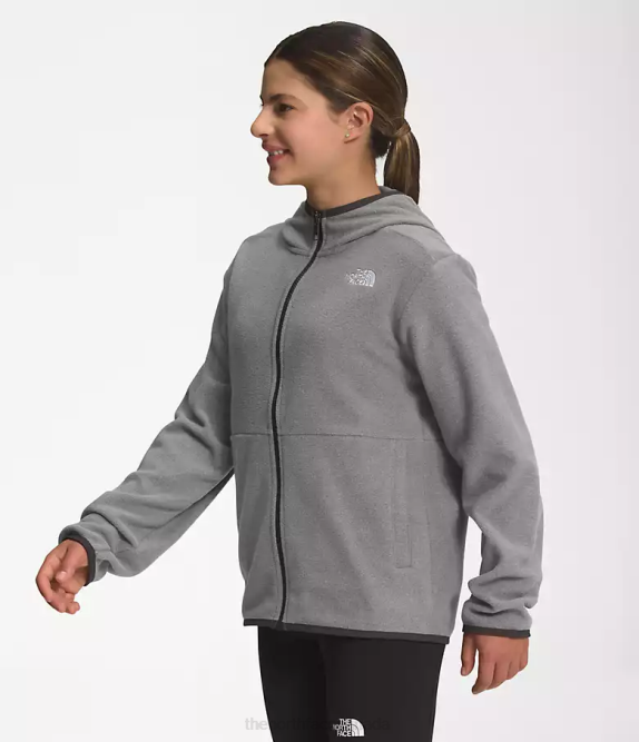 TNF Medium Grey Heather Kids The North Face Glacier Full-Zip Hooded Jacket 42D0519