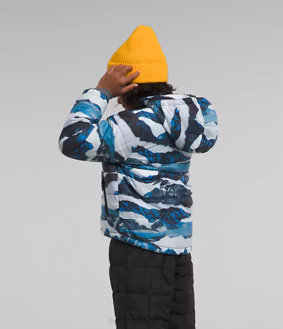 Optic Blue Mountain Traverse Print Kids The North Face Reversible Mt Chimbo Full-Zip Hooded Jacket 42D080
