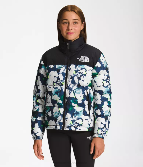 Summit Navy Abstrct Print Kids The North Face 1996 Retro Nuptse Jacket 42D0910