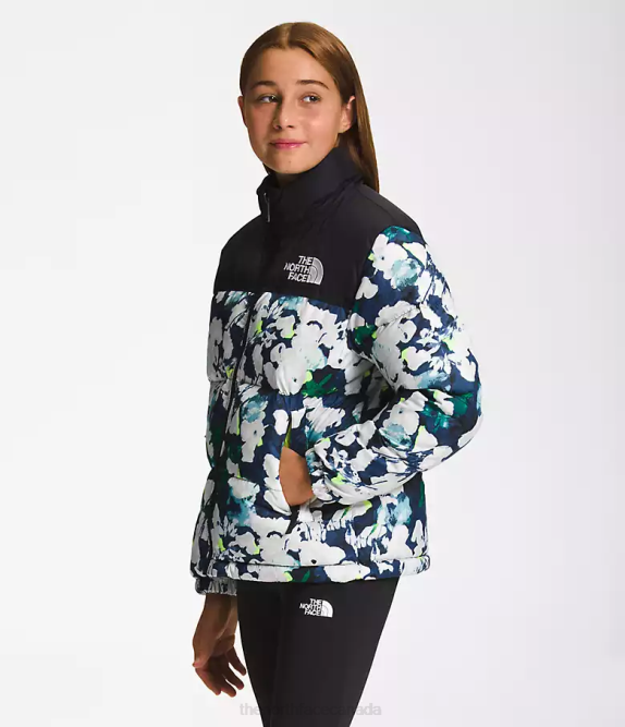 Summit Navy Abstrct Print Kids The North Face 1996 Retro Nuptse Jacket 42D0910