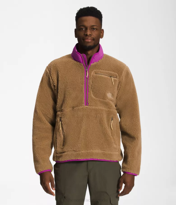 Utility Brown/Purple Cactus Flower Men The North Face Extreme Pile Pullover 42D0122