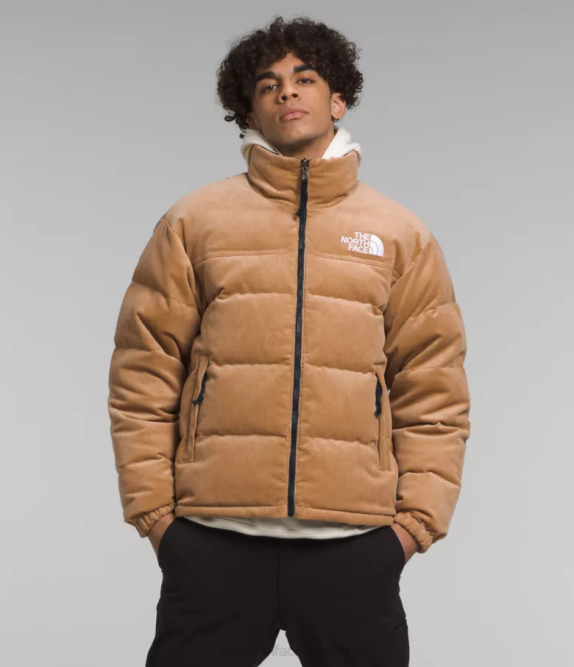 Almond Butter/TNF Black Men The North Face 92 Reversible Nuptse Jacket 42D01203