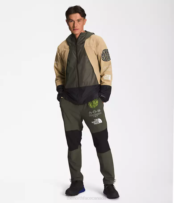 Khaki Stone/TNF Black/New Tuape Green Men The North Face Trailwear Wind Whistle Jacket 42D0347