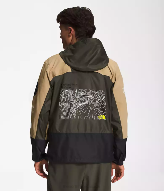 Khaki Stone/TNF Black/New Tuape Green Men The North Face Trailwear Wind Whistle Jacket 42D0347