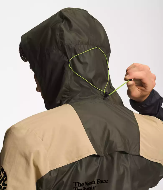 Khaki Stone/TNF Black/New Tuape Green Men The North Face Trailwear Wind Whistle Jacket 42D0347