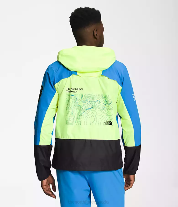 LED Yellow/Super Sonic Blue/TNF Black Men The North Face Trailwear Wind Whistle Jacket 42D0346