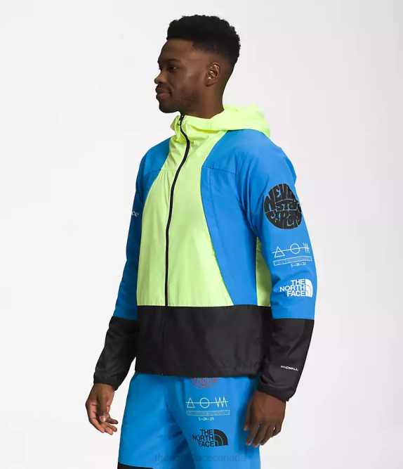 LED Yellow/Super Sonic Blue/TNF Black Men The North Face Trailwear Wind Whistle Jacket 42D0346