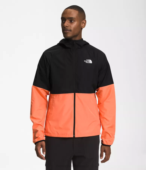 TNF Black/Dusty Coral Orange Men The North Face Flyweight Hoodie 2.0 42D0478