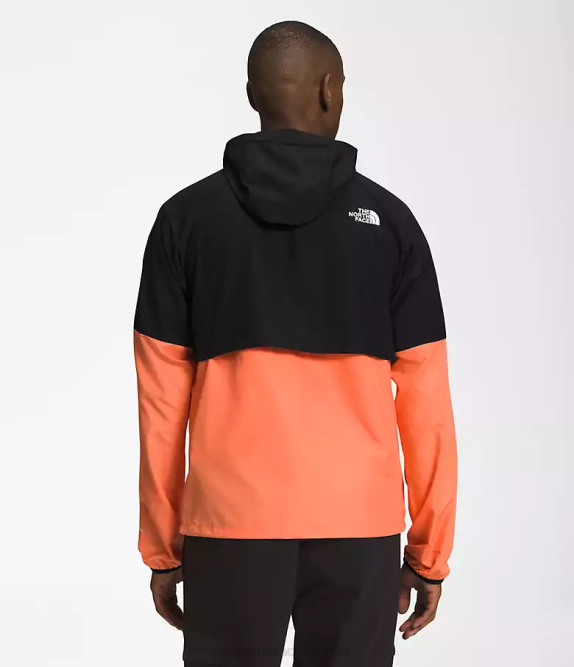 TNF Black/Dusty Coral Orange Men The North Face Flyweight Hoodie 2.0 42D0478