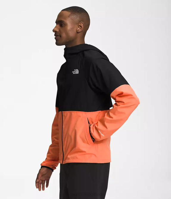 TNF Black/Dusty Coral Orange Men The North Face Flyweight Hoodie 2.0 42D0478