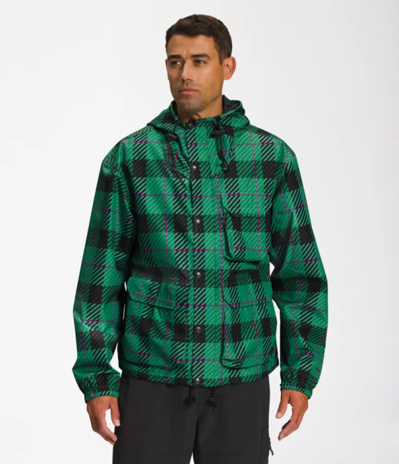 Deep Grass Green Plaid Men The North Face M66 Utility Rain Jacket 42D0295