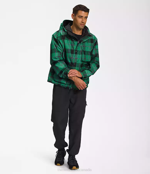 Deep Grass Green Plaid Men The North Face M66 Utility Rain Jacket 42D0295