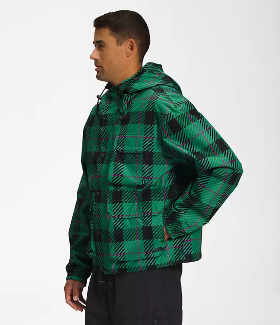 Deep Grass Green Plaid Men The North Face M66 Utility Rain Jacket 42D0295