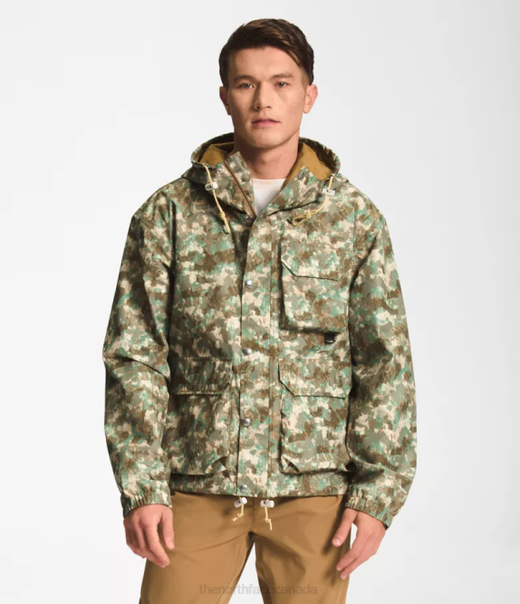 Military Olive StippLED Camo Print Men The North Face M66 Utility Rain Jacket 42D0296