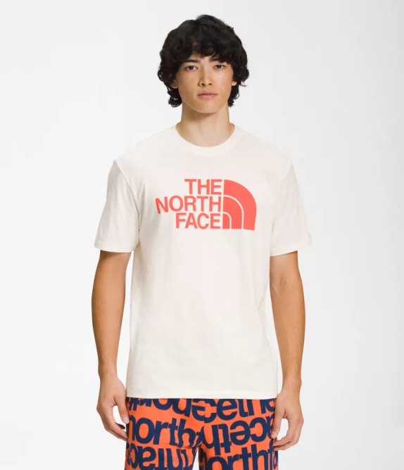 Gardenia White/Retro Orange Men The North Face Short-Sleeve Half Dome Tee 42D01301