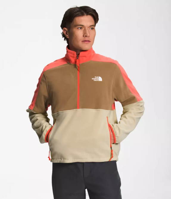 Gravel/Utility Brown/Retro Orange Men The North Face TNF Polartec 100 -Zip 42D0304