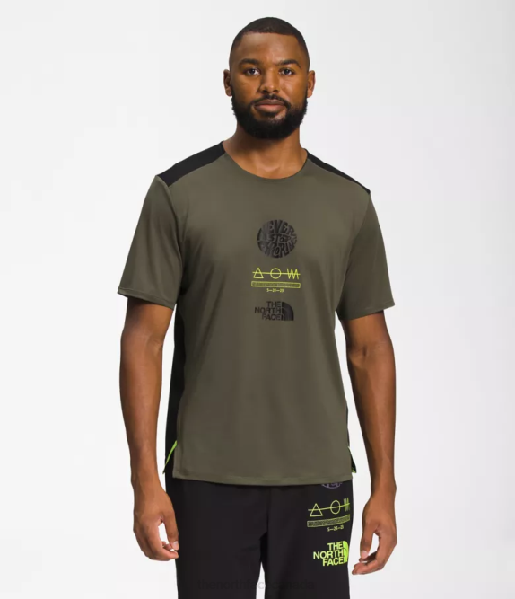 New Taupe Green/TNF Black/LED Yellow Men The North Face Trailwear Lost Coast Short-Sleeve 42D0881