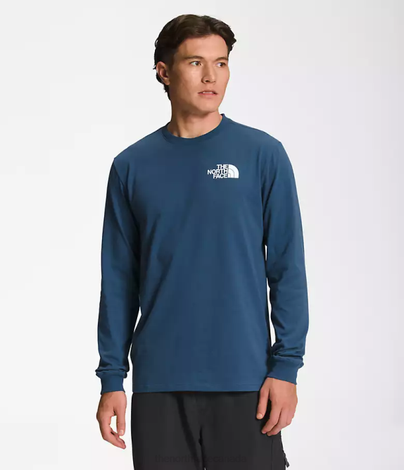 Shady Blue/TNF Black Men The North Face Long-Sleeve Box NSE Tee 42D01207
