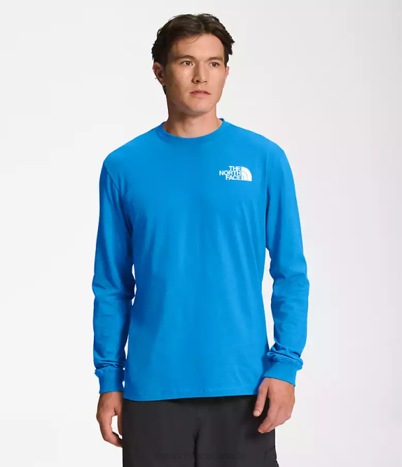 Super Sonic Blue/TNF Black Men The North Face Long-Sleeve Box NSE Tee 42D01208