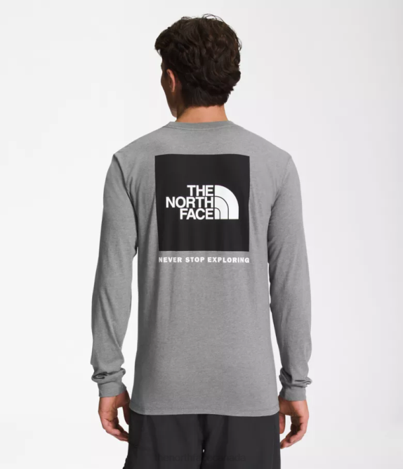 TNF Medium Grey Heather/TNF Black Men The North Face Long-Sleeve Box NSE Tee 42D01209