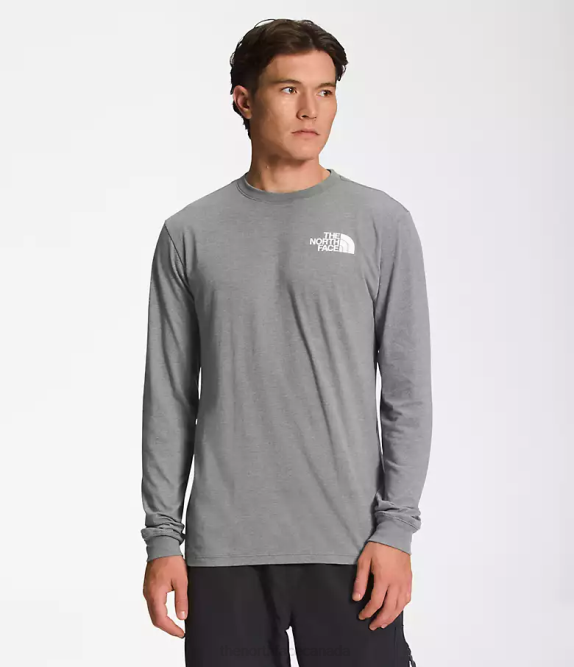 TNF Medium Grey Heather/TNF Black Men The North Face Long-Sleeve Box NSE Tee 42D01209