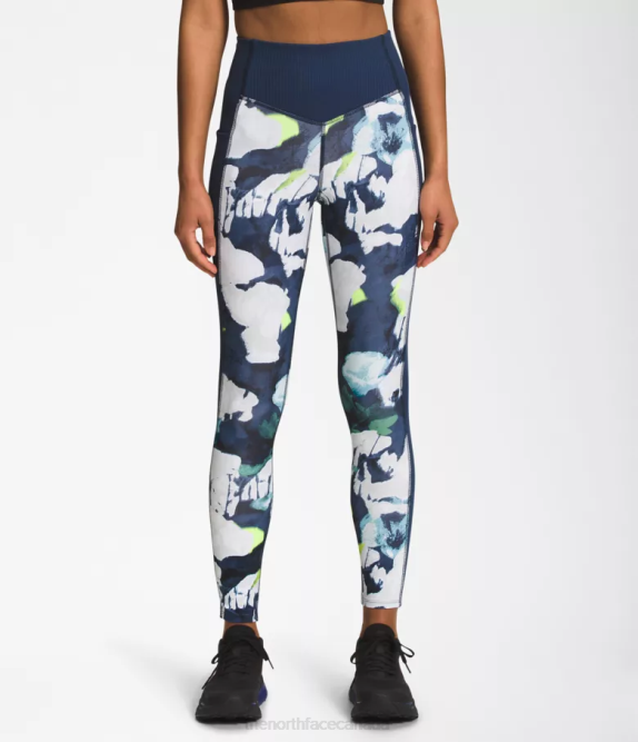 Smmt Navy Abstract Floral Print Women The North Face Dune Sky Pocket Tights 42D0384