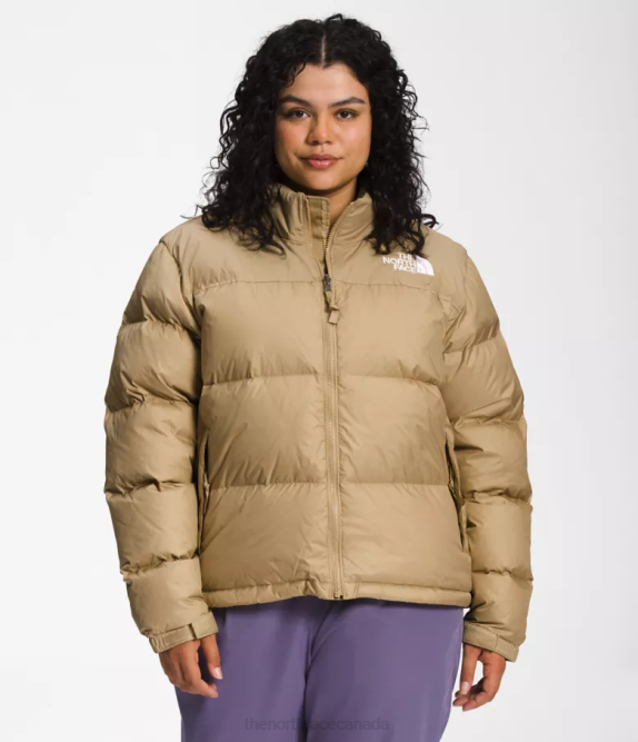 Khaki Stone Women The North Face Plus 1996 Retro Nuptse Jacket 42D0800