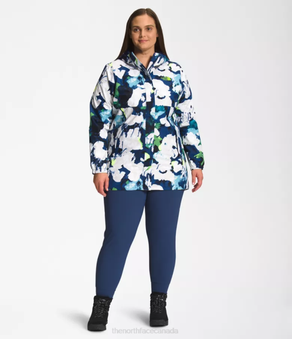 Smmt Navy Abstract Floral Print Women The North Face Plus Antora Parka 42D0437