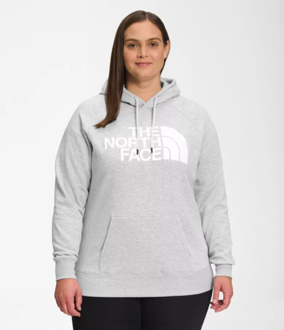 TNF Light Grey Heather/TNF White Women The North Face Plus Half Dome Pullover Hoodie 42D056