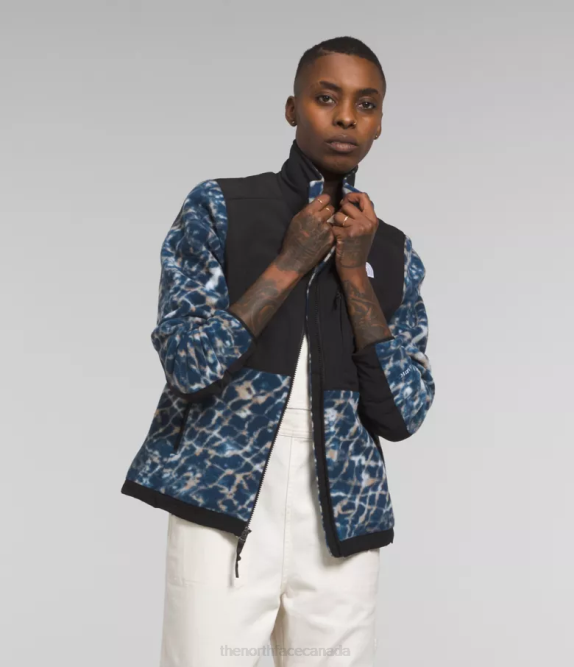 Dusty Periwinkle Water Distortion Small Print/Summit Navy Women The North Face Denali Jacket 42D0146