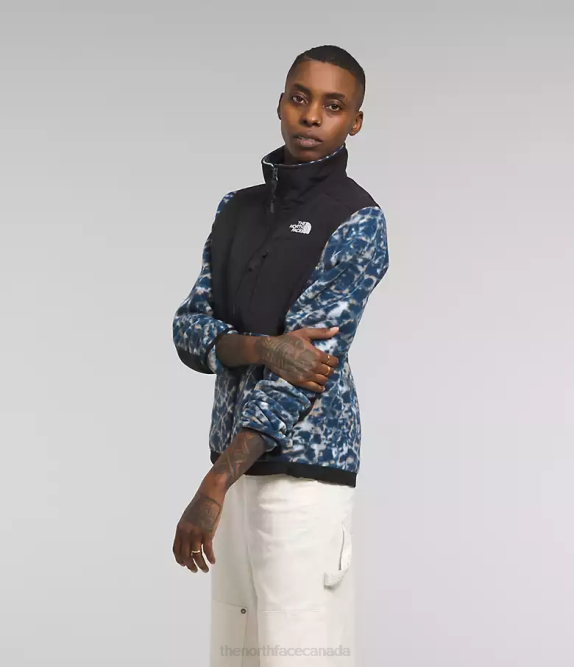 Dusty Periwinkle Water Distortion Small Print/Summit Navy Women The North Face Denali Jacket 42D0146