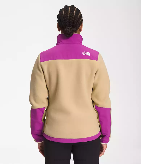 Khaki Stone/Purple Cactus Flower/Gardenia White Women The North Face Denali Jacket 42D0149
