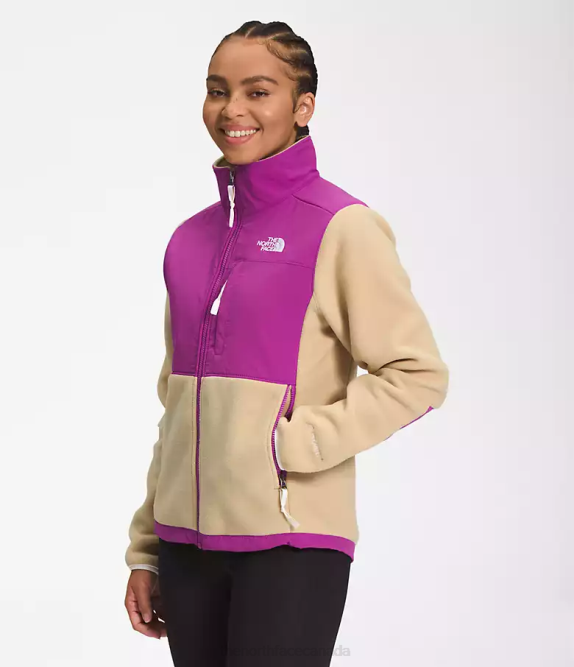 Khaki Stone/Purple Cactus Flower/Gardenia White Women The North Face Denali Jacket 42D0149