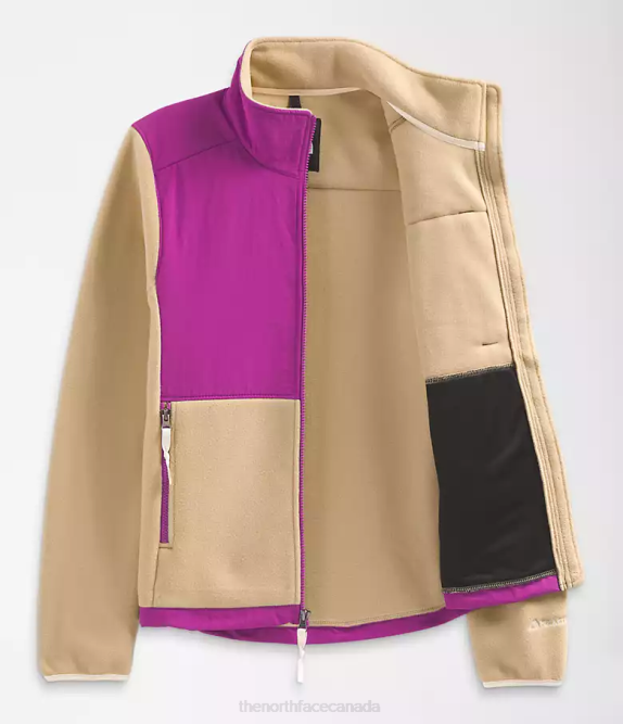 Khaki Stone/Purple Cactus Flower/Gardenia White Women The North Face Denali Jacket 42D0149