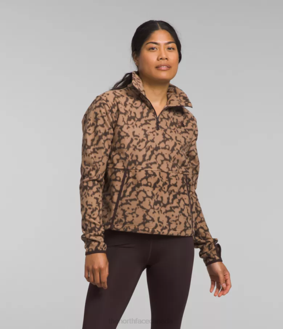 Almond Butter Graphic Dye Print Women The North Face Alpine Polartec 100 -Zip Cowl 42D0159