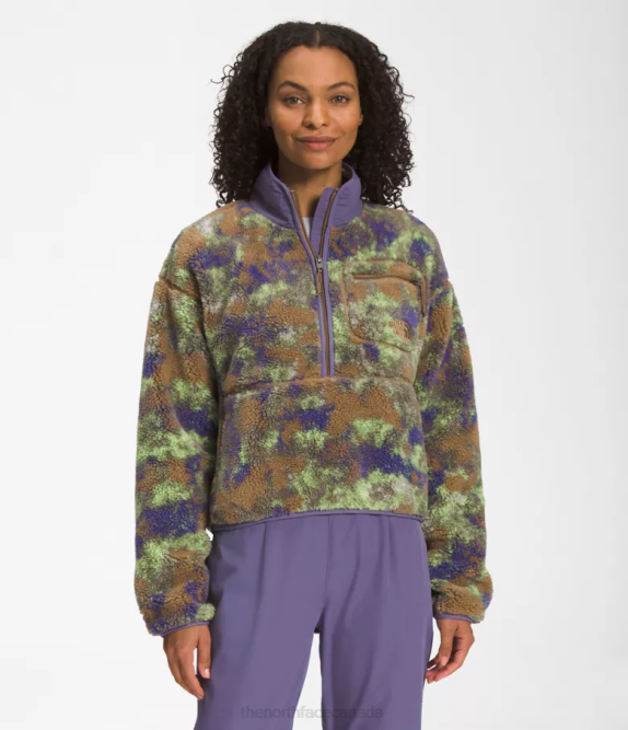 Utility Brown StippLED Camp Print Women The North Face Extreme Pile Pullover 42D0806