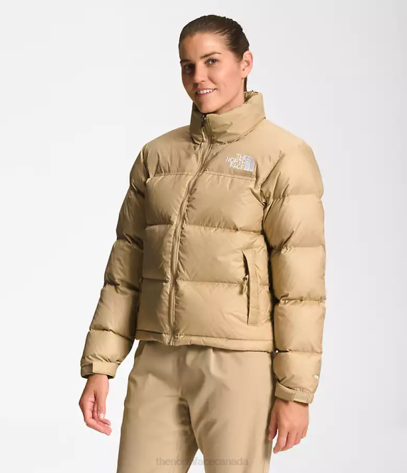 Khaki Stone Women The North Face 1996 Retro Nuptse Jacket 42D0731