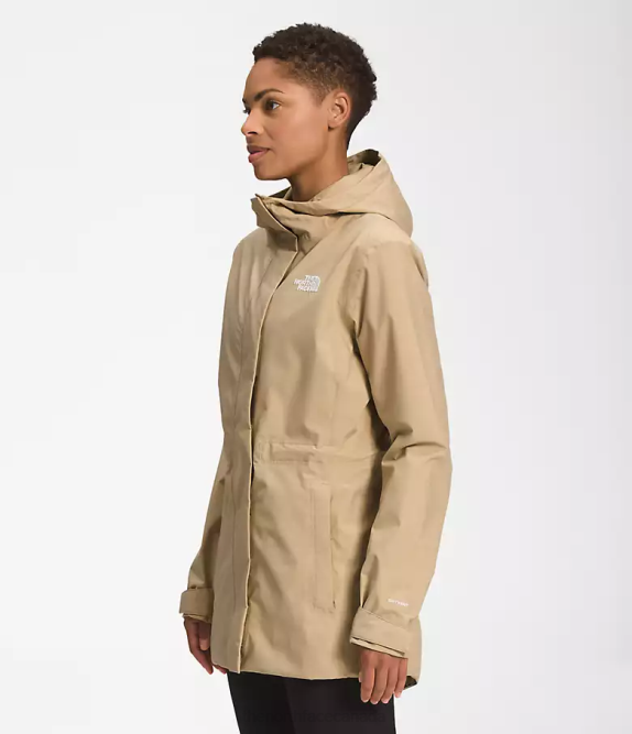 Khaki Stone Women The North Face City Breeze Rain Jacket 42D01228