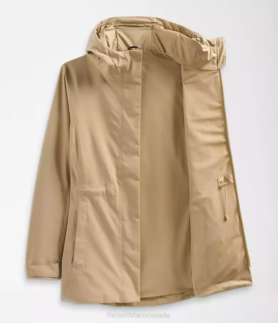 Khaki Stone Women The North Face City Breeze Rain Jacket 42D01228