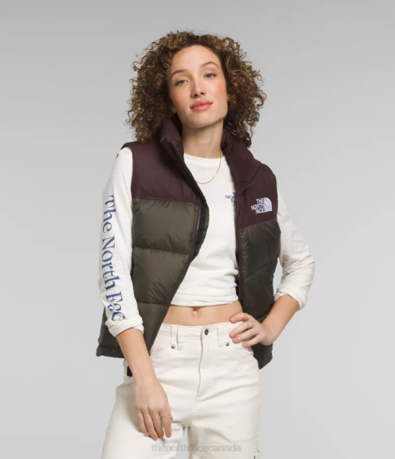 New Taupe Green/Coal Brown Women The North Face 1996 Retro Nuptse Vest 42D0432