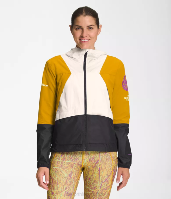 Arrowwood Yellow/Gardenia White/TNF Black Women The North Face Trailwear Wind Whistle Jacket 42D0318