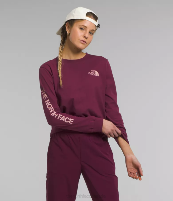 Boysenberry/Pink Moss Women The North Face Long-Sleeve Sleeve Hit Graphic Tee 42D01096