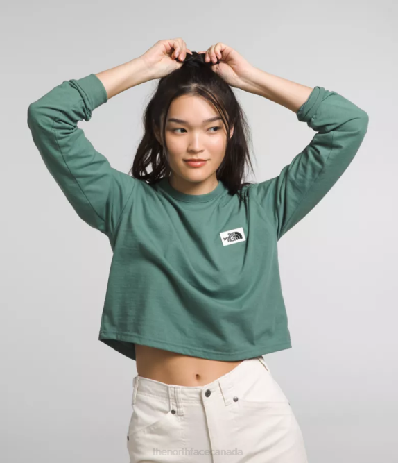 Dark Sage Women The North Face Long-Sleeve Heritage Patch Tee 42D0852